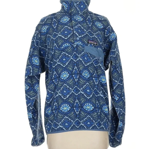 Rare Patagonia Honeycomb Blue Synchilla Fleece Pullover XS - Picture 6 of 9